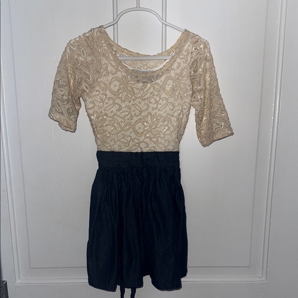 Lace Top with Denim Skirt - Picture 1 of 3